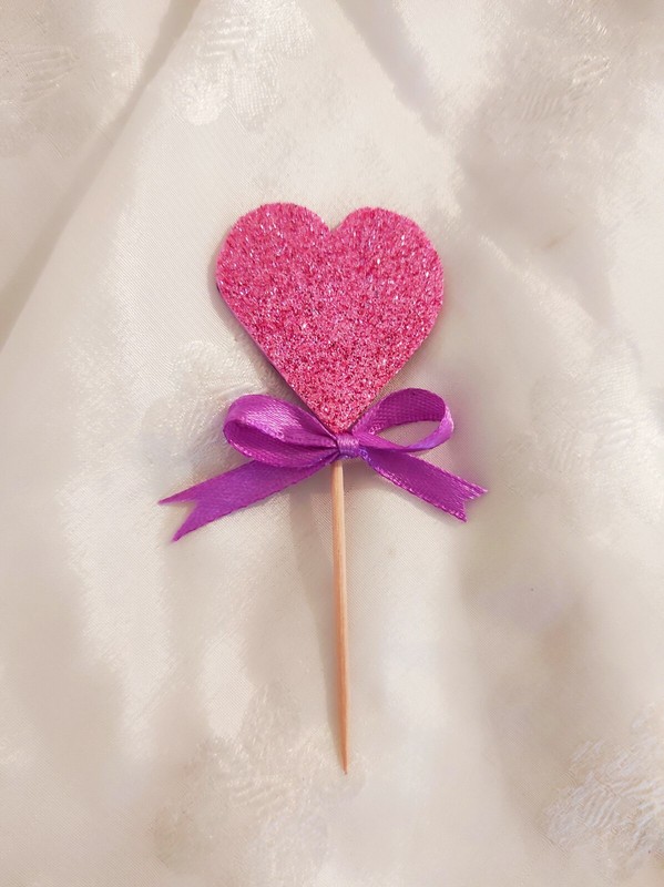 12Pcs Glitter Love Heart Cupcake Toppers Picks Party Cake Decor Birthday Party gallery