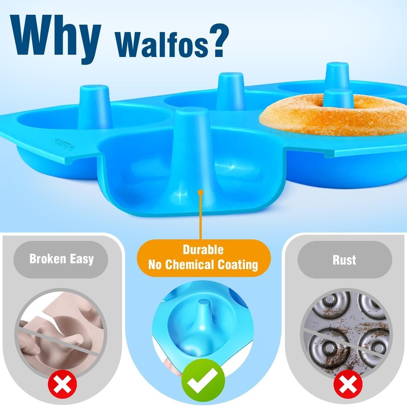 Non-Stick Silicone Donut Mold Set - Heat Resistant, BPA Free, Dishwasher Safe (4 gallery