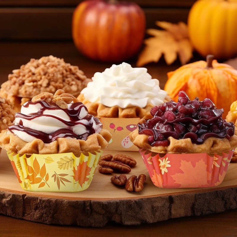 Whaline 600Pcs Fall Thanksgiving Autumn Mini Square Cupcake Liners Pumpkin Le... gallery
