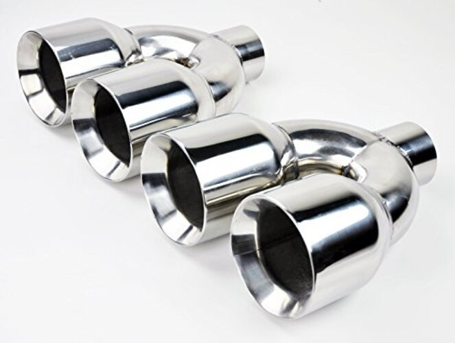 Dual 4" Quad Staggered Stainless Steel Exhaust Tips for Chevy Corvette C6 05-13 gallery