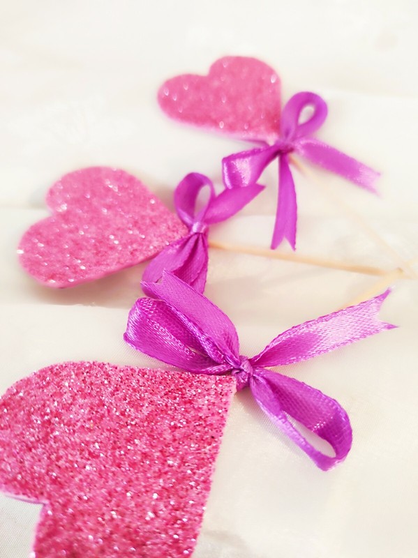 12Pcs Glitter Love Heart Cupcake Toppers Picks Party Cake Decor Birthday Party gallery