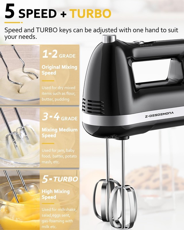 Electric Hand Mixer, Powerful 300W Hand Mixer Electric Handheld with 304 Beat... gallery