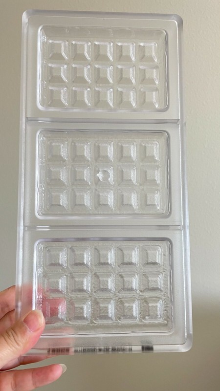 3-Cavity EU PC Chocolate Mold Big Brussels Waffle  Each 4.1″ x 2.7″ x 0.4″High