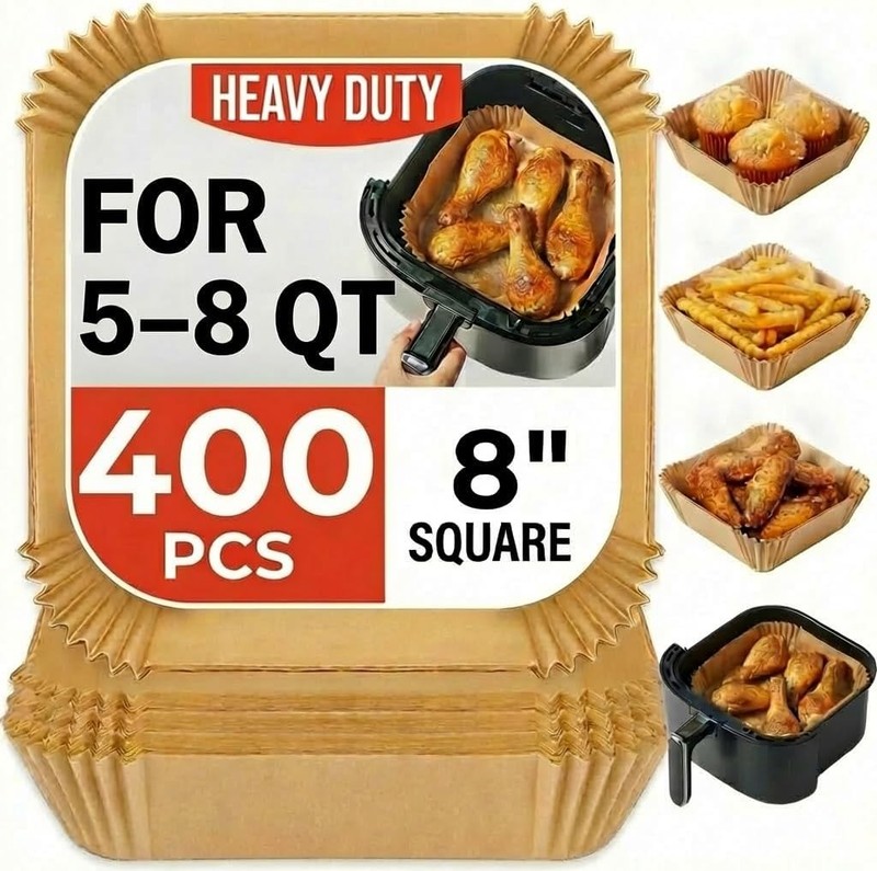 Air Fryer Liners Disposable, 8 Inch Square Parchment Paper for Air Fryer