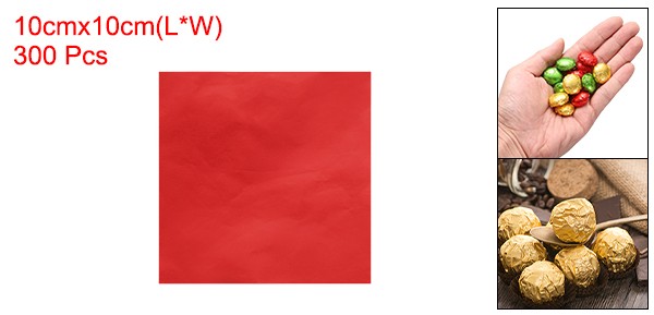 300pcs Candy Foil Wrappers,4 x 4Inch Chocolate Bar Wrappers(Red,Glossy Finish) gallery