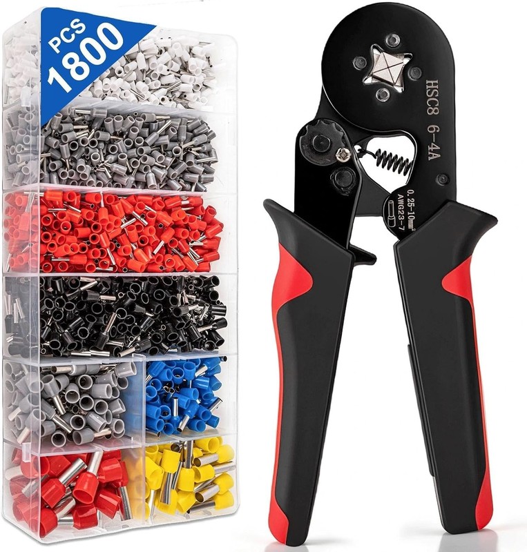 Ferrule Crimping Tool Kit, Wire Ferrules Kit Crimper Pliers with 1800PCS Wire