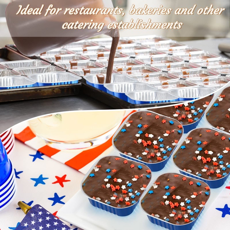 50 Pcs Aluminum Foil Baking Cups with Lids 10 oz Square Baking Cups Disposabl... gallery