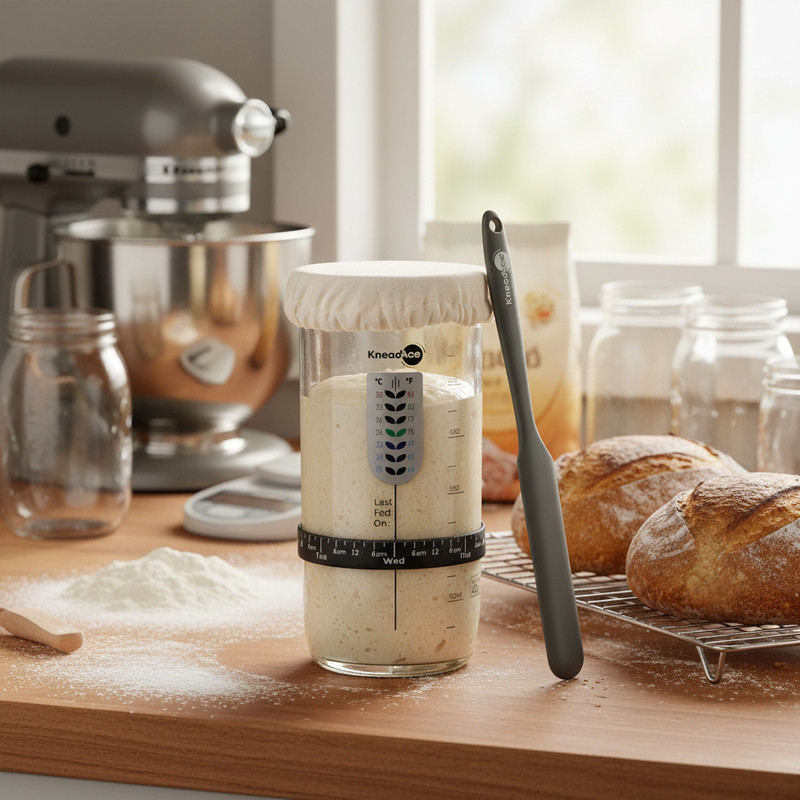 KneadAce 24oz Sour Dough Starter Jar & Kit NEW & SEALED Great Starter Set! gallery
