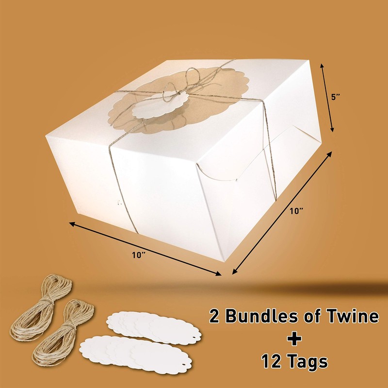 10 PCS 10x10x5-inch White Bakery Boxes with Window for Cakes Brownies gallery