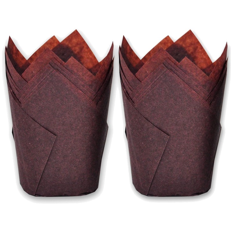 500 Large Brown Tulip Baking Cups – Greaseproof Paper Liners