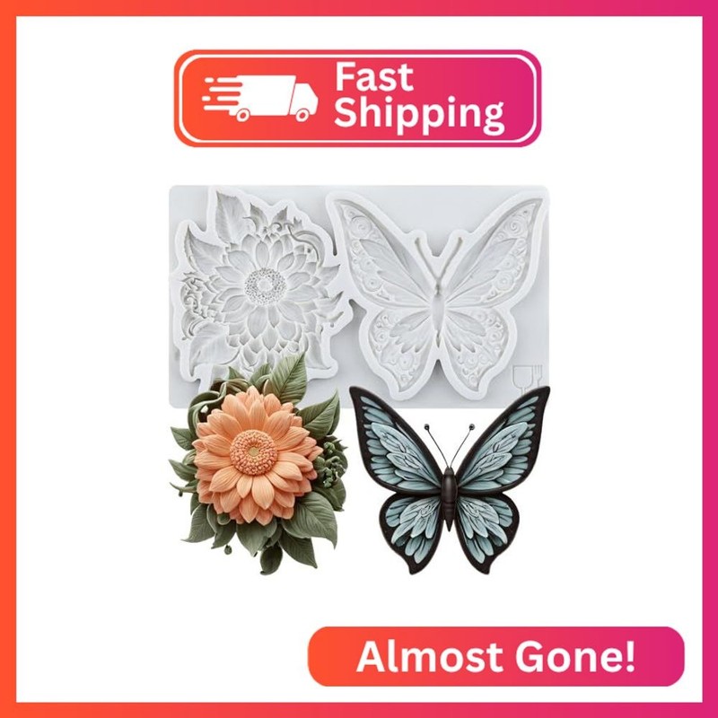 Lingzhi Butterfly Silicone Molds Chrysanthemum Fondant Molds for Cake Decoration