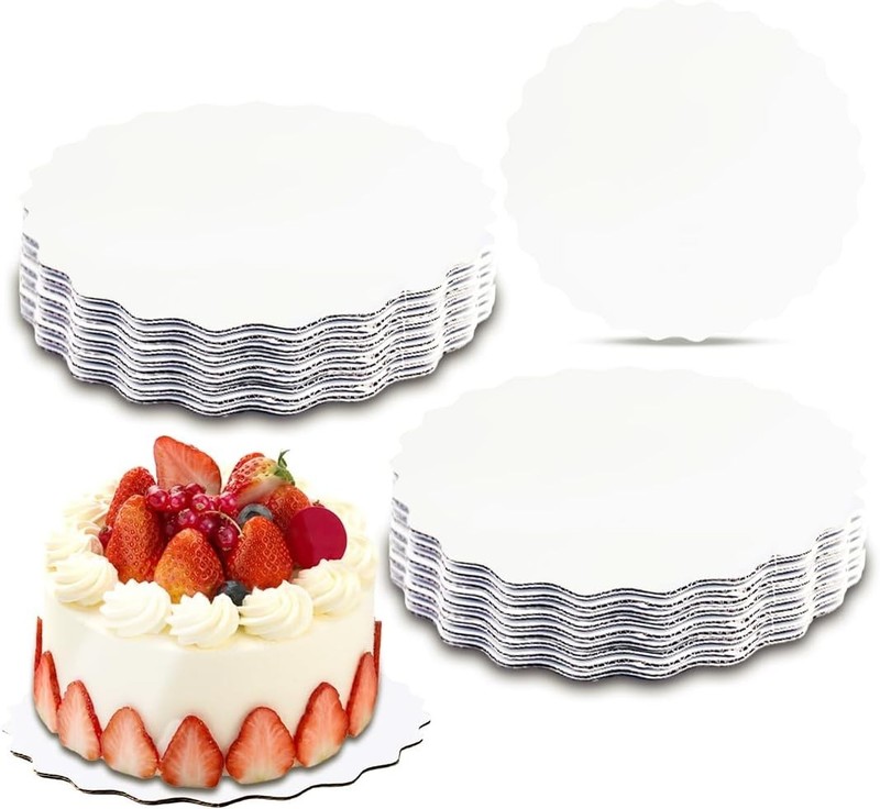 12 Inch White Wave Cake Boards Round 15-Packs Circles Rounds Base Food-Grade gallery