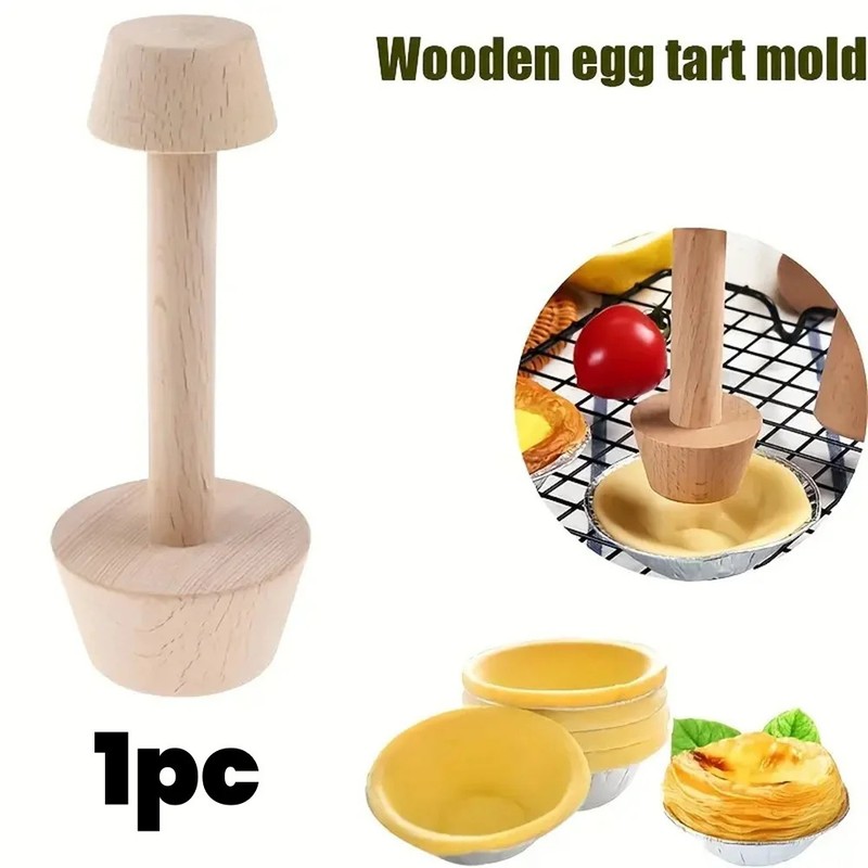 Wooden Egg Tart Mold Rolling Pin Set Pie Pastry Baking Tool Kitchen 1Set