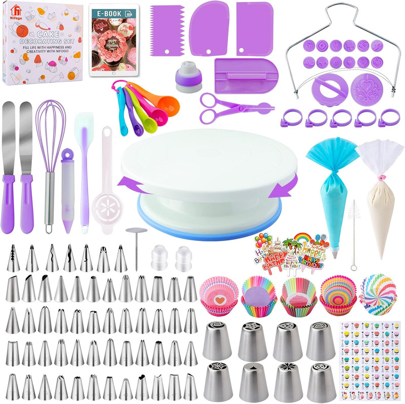 Cake Decorating Supplies Kit Tools 356Pcs, Baking Accessories with Cake Turntab gallery
