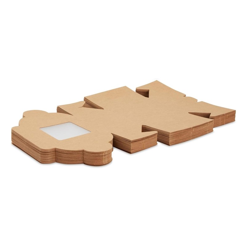 Juvale Cookie Boxes with Window - 50 Pack, 4 x 4 x 2.5 in 50-Pack, Brown gallery