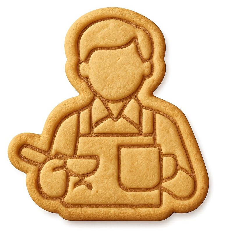 Cafe Barista Portrait Cookie Cutter & Stamp, Fondant & Clay – 3.5×4