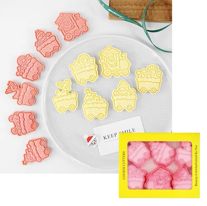 6pcs Christmas Cookie Cutters Set Plunger Mold 3D DIY Biscuit Holiday Baking gallery