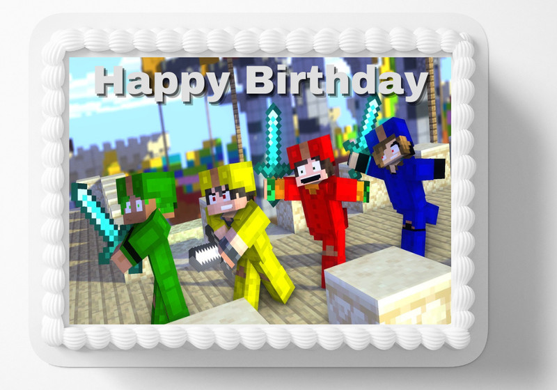 Gamer Blox Bed War Party Edible Image Personalized Edible Birthday Cake Topper