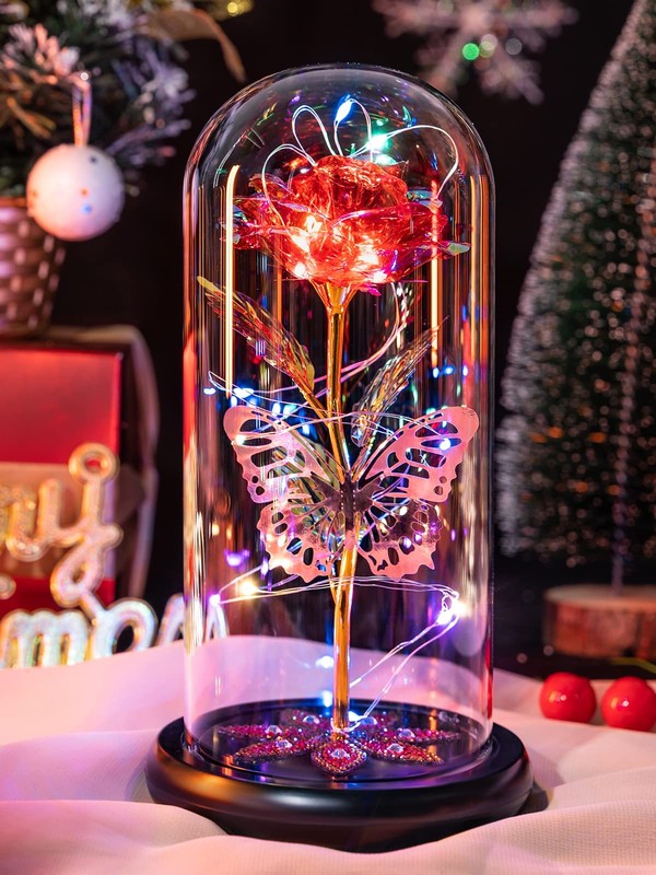 Galaxy Glass Rose Forever Flower Gift for Her, Valentine, Birthday, Anniversary