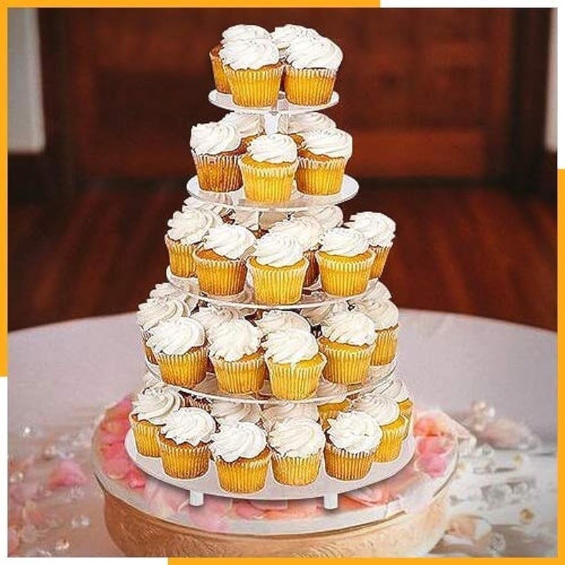 5 Tier Acrylic Cake Stand W/ Tote Bag Dessert Display Holder Easy Assemble New gallery