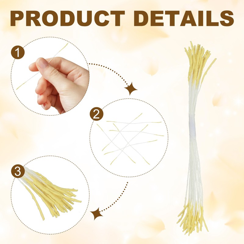 150Pcs 10mm Double Heads Flower Stamen Artificial Flower Pistil Light Yellow gallery