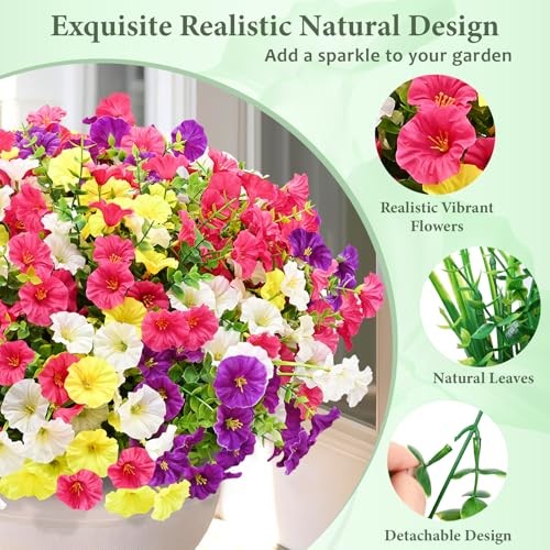 Artificial Flowers for Outdoors 14 Bundles Purple, Rose Red, White & Yellow gallery