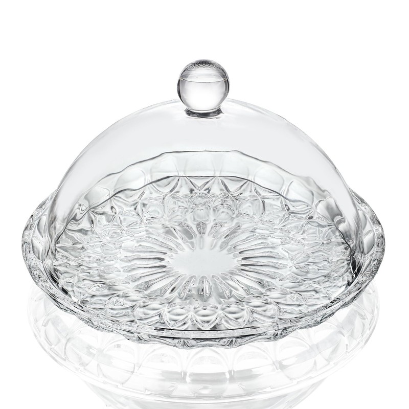 7” Clear Glass Cake Stand with Dome Lid Crystal Cake Holder Covered Versatil…