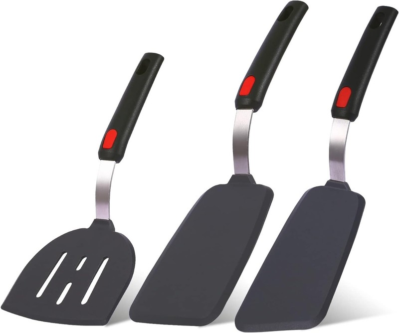 Silicone Spatula Turner Set Lar And Thin Flipper Spatulas Heat Resistant