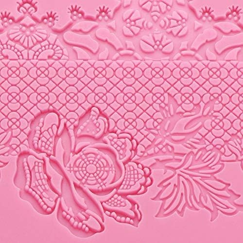 Lace Molds for Cake Decorating, 5pcs Silicone Fondant Lace Mats Pink Flower P... gallery