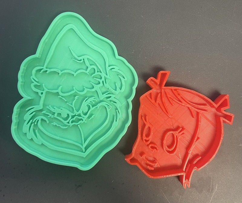 The Grinch & Cindy Lou Who Christmas cookie cutter – Embosser, 3D printed