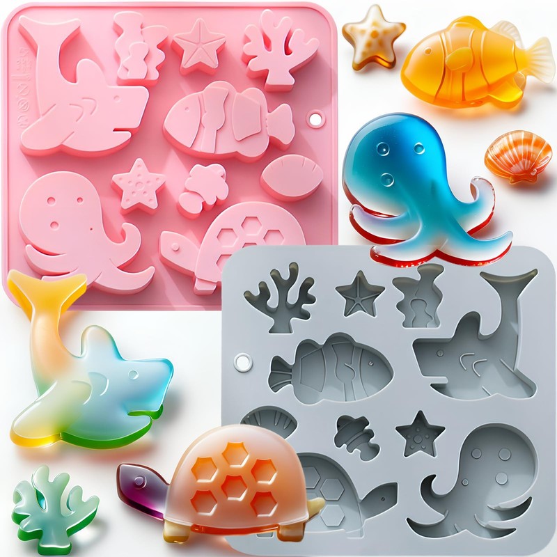2Pcs Marine Theme Cake Silicone Mold chocolate molds silicone Ocean-Themed Ba…