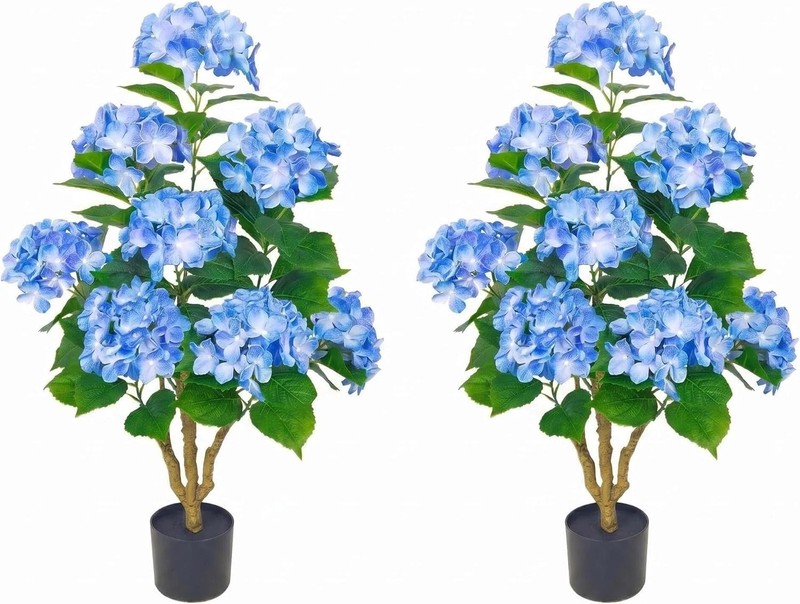 Artificial Hydrana Tree with Blue Bloom Head, 3FT Faux Hydrana Flower