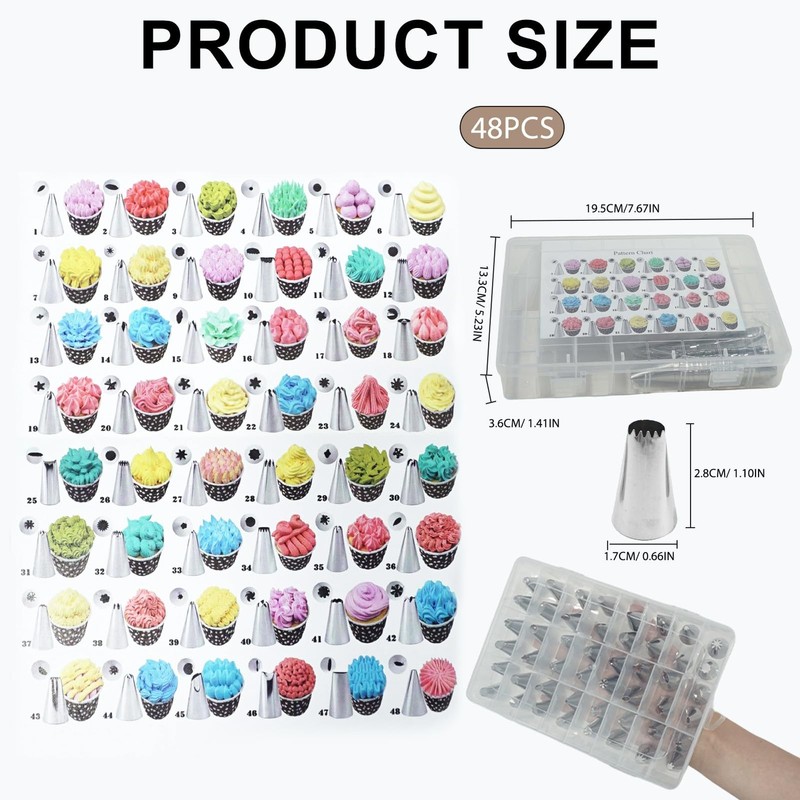 Piping Tips Set with Organizer Case, Stainless Steel Cake Decorating Tips for... gallery