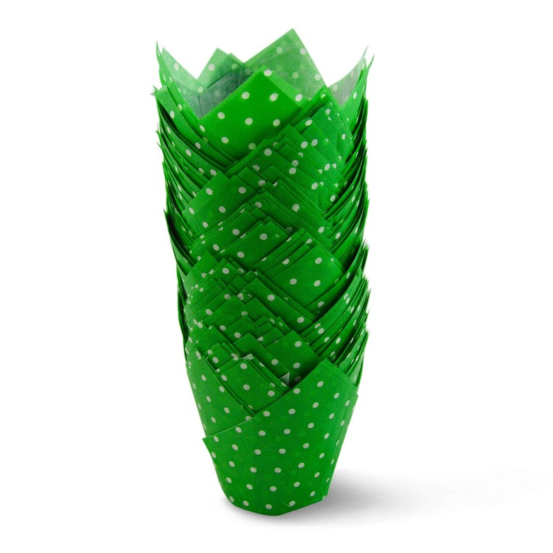 200 PCS Polka Dot Green Tulip Baking Cups Cupcake Liners Muffin Paper Wrap gallery