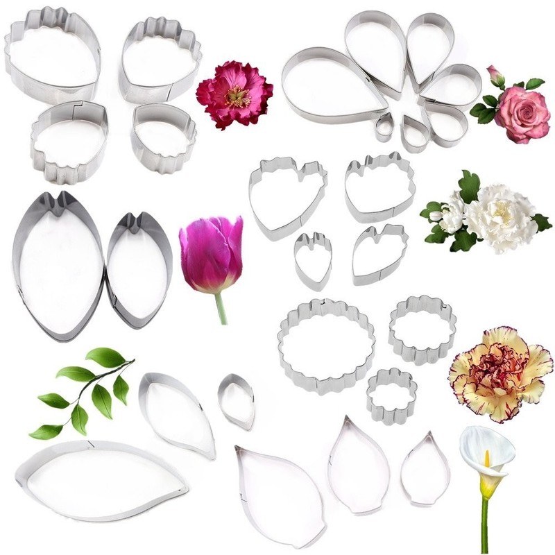 26Pcs Stainless Steel Flower & Leaf Cutters Set for Cake Decorating, Sugarcraft gallery