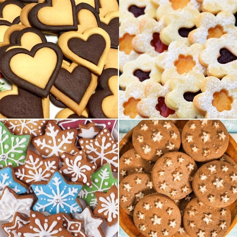 Stainless Steel Cookie Cutters Set of 12 Pieces Heart Star Flower Round Shapes gallery