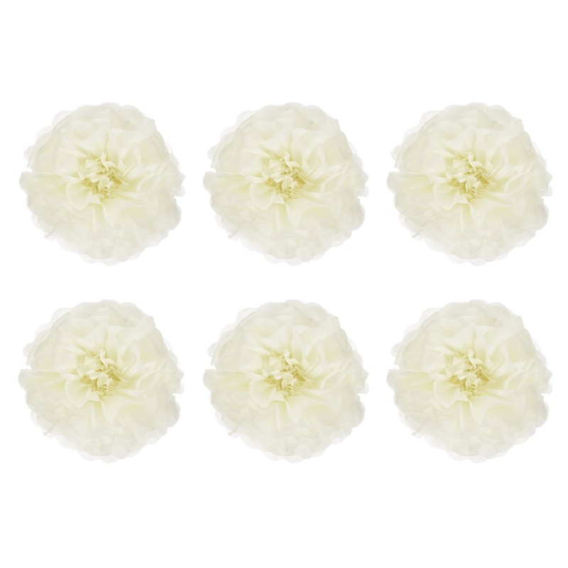 Crepe Paper Flowers, Beige Tissue Paper Flowers – 6 x 6 Inch / 6 Pcs