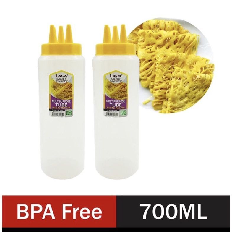 2X LAVA Multipurpose Sauce Bottle Squeezer Tube ROTI JALA Kuih Mold 700ml 5 Hole