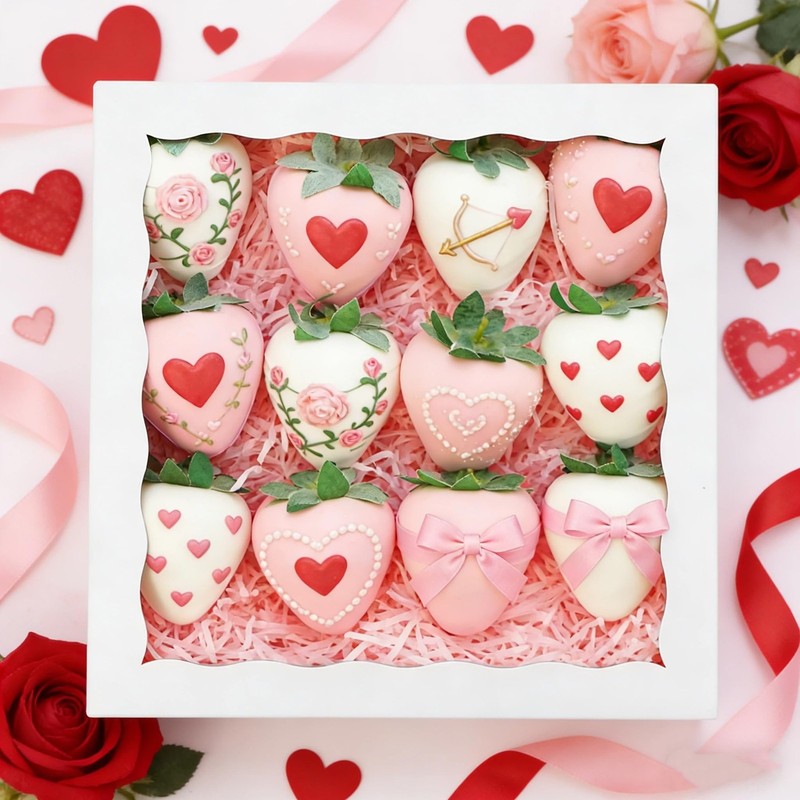 50 PCS Pie Bakery Boxes Window 8x8x2 Inch Cookie Treat Pastry Strawberries gallery