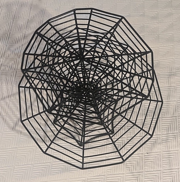 Spider Web 2 Tier Cupcake Stand Black Wrought Metal Excellent Condition gallery