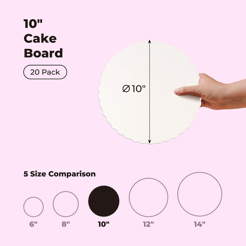 Sturdy 10" Round Cake Circles - Greaseproof Cardboard Base gallery