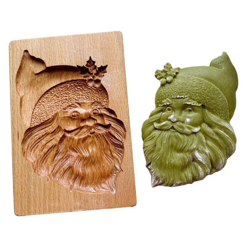 Traditional Wooden Santa Claus Cookie Mold, Handcrafted Beech Wood Christmas …