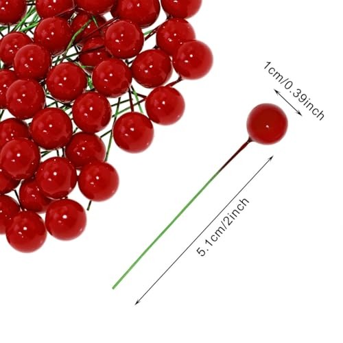 PENTA ANGEL Holly Berries 100Pcs Mini Christmas Artificial Holly 1cm Red gallery
