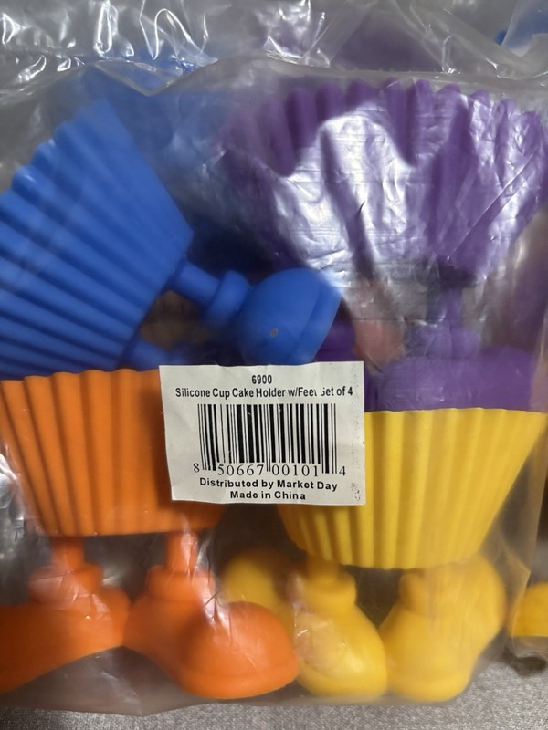 Four Bags~ Silly-Feet Design Silicone Multi Color Baking Cups~4 in each bag gallery