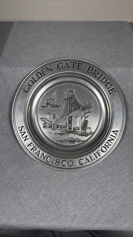 Vintage Wilton Armetale Golden Gate Bridge San Francisco California Metal Plate