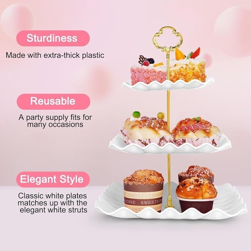 5 Pcs Dessert Table Display Set 3-Tier Dessert Display Stands & Serving Tray gallery