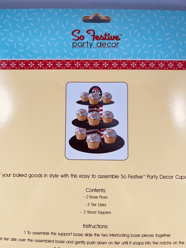 TPC Studio So Festive Party Decor PIRATE Tiered Cupcake Stand, Holds 12 Cupcakes gallery