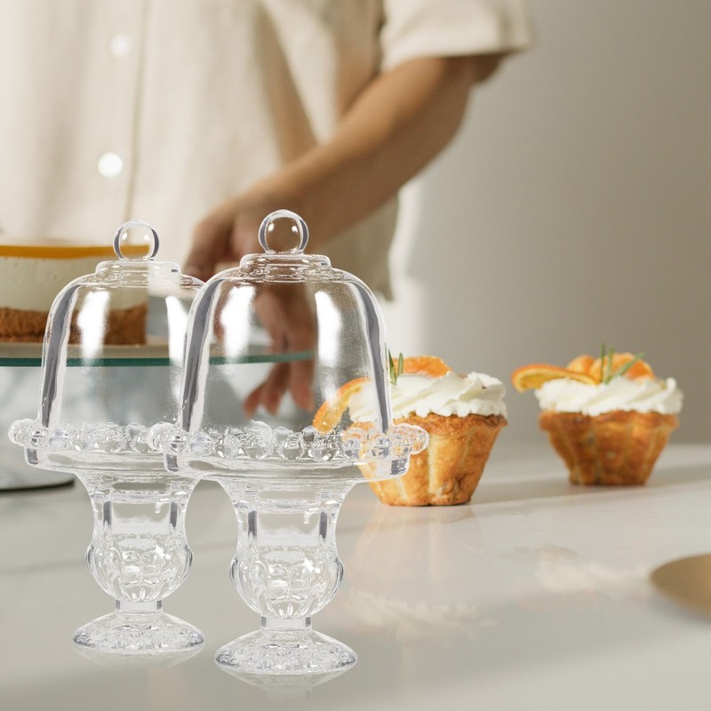 Tray with Glass Dome Dessert Stand Cover Cake Lid Cupcake Stands gallery