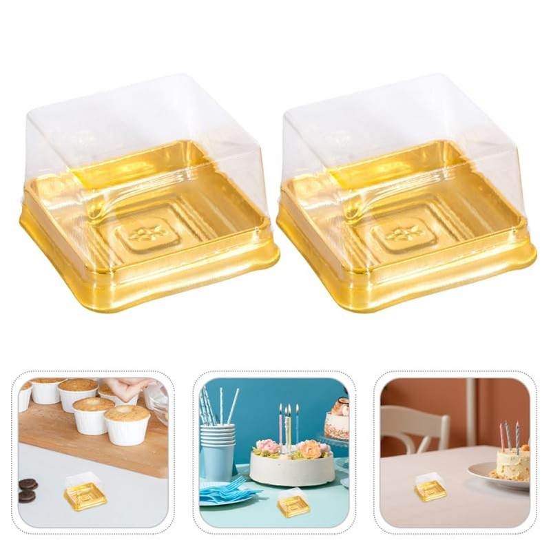 100 Pcs Mini Individual Cupcake Containers Moon Cake Packaging Clear Plastic ... gallery