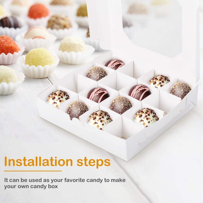 20 PCS Empty White Pick And Mix Sweet Boxes With Inserts Clear Window 16 Hole gallery